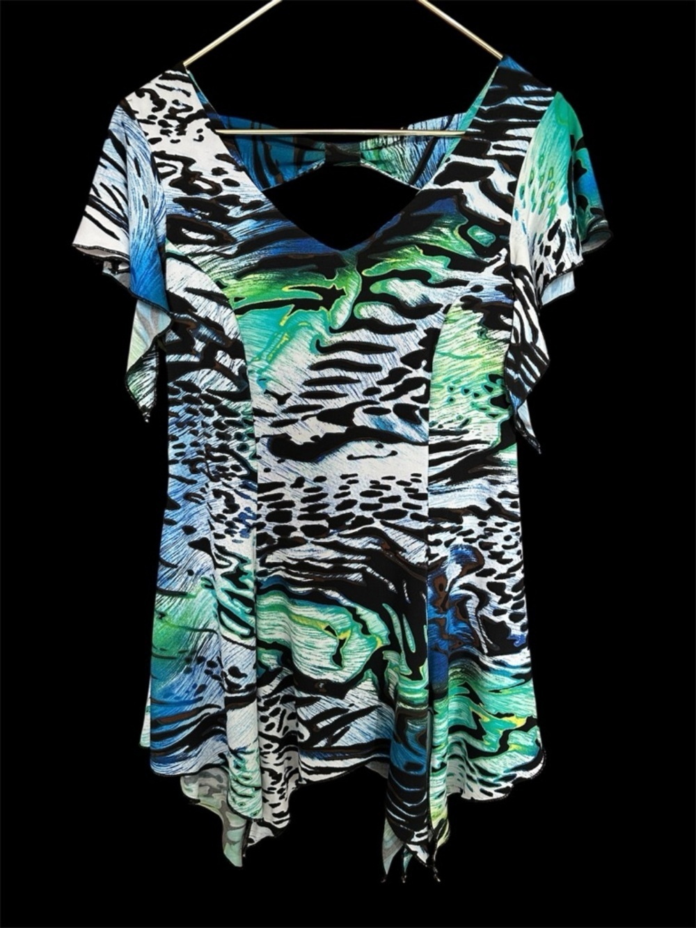 Vintage Bali Tropical Abstract Y2K women’s V-neck top size medium